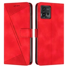 Etui pour Motorola G72 Protection Flip Soft PU Le cuir couvercle en cuir compatible avec Motorola G72-Rouge