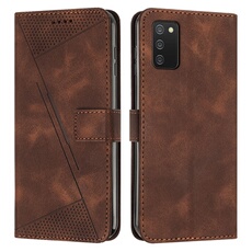 Etui pour FOXDOCK Samsung Galaxy A03S Protection Flip Soft PU Le cuir couvercle en cuir compatible avec Samsung Galaxy A03S-Brun