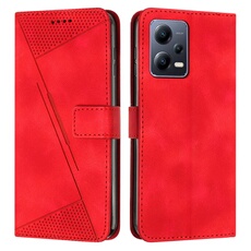 Etui pour Xiaomi Redmi Note 12 5G Protection Flip Soft PU Le cuir couvercle en cuir compatible avec Xiaomi Redmi Note 12 5G-Rouge