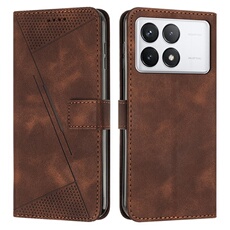 Etui pour Xiaomi Poco F6 Pro 5G Protection Flip Soft PU Le cuir couvercle en cuir compatible avec Xiaomi Poco F6 Pro 5G-Brun