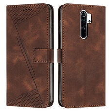 Etui pour Xiaomi Redmi Note 8 Pro Protection Flip Soft PU Le cuir couvercle en cuir compatible avec Xiaomi Redmi Note 8 Pro-Brun