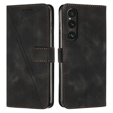 Etui pour FOXDOCK Sony Xperia 1V 2023 Protection Flip Soft PU Le cuir couvercle en cuir compatible avec Sony Xperia 1V 2023-Noir