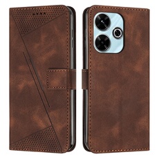 Etui pour Xiaomi Redmi 13 4G Protection Flip Soft PU Le cuir couvercle en cuir compatible avec Xiaomi Redmi 13 4G-Brun