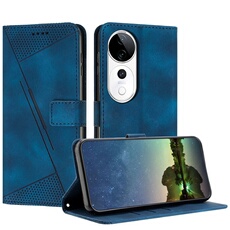 Etui pour FOXDOCK vivo V40 Pro 5G Protection Flip Soft PU Le cuir couvercle en cuir compatible avec vivo V40 Pro 5G-Bleu