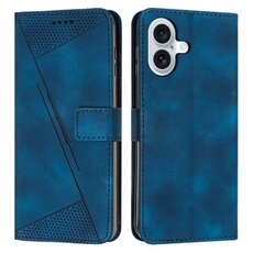 Etui pour iPhone 16 Protection Flip Soft PU Le cuir couvercle en cuir compatible avec iPhone 16-Bleu