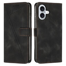 Etui pour iPhone 16 Protection Flip Soft PU Le cuir couvercle en cuir compatible avec iPhone 16-Noir