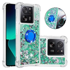 Etui pour Xiaomi 13T/13T Pro 5G Bling Flowing Liquid Floating Sparkle Glitter Bumper avec Rotation Ring Kickstand compatible avec Xiaomi 13T/13T Pro