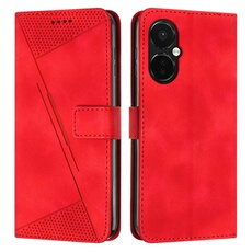 Etui pour FOXDOCK OnePlus Nord CE 3 Protection Flip Soft PU Le cuir couvercle en cuir compatible avec OnePlus Nord CE 3-Rouge
