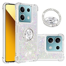 Etui pour Xiaomi Redmi Note 13 5G Bling Flowing Liquid Floating Sparkle Glitter Bumper avec Rotation Ring Kickstand compatible avec Xiaomi Redmi Note