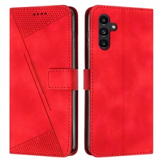 Etui pour FOXDOCK Samsung Galaxy S24 Protection Flip Soft PU Le cuir couvercle en cuir compatible avec Samsung Galaxy S24-Rouge