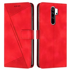 Etui pour Xiaomi Redmi Note 8 Pro Protection Flip Soft PU Le cuir couvercle en cuir compatible avec Xiaomi Redmi Note 8 Pro-Rouge
