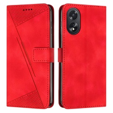 Etui pour FOXDOCK OPPO A38 4G/A18 4G Protection Flip Soft PU Le cuir couvercle en cuir compatible avec OPPO A38 4G/A18 4G-Rouge