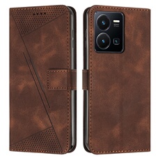 Etui pour FOXDOCK VIVO Y22/Y22S/Y35 4G Protection Flip Soft PU Le cuir couvercle en cuir compatible avec VIVO Y22/Y22S/Y35 4G-Brun