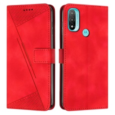 Etui pour Motorola Moto E40/E30/E20 Protection Flip Soft PU Le cuir couvercle en cuir compatible avec Motorola Moto E40/E30/E20-Rouge