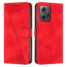 Etui pour Xiaomi Redmi Note 12 4G Protection Flip Soft PU Le cuir couvercle en cuir compatible avec Xiaomi Redmi Note 12 4G-Rouge