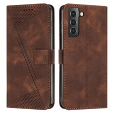 Etui pour FOXDOCK Samsung Galaxy S22 Protection Flip Soft PU Le cuir couvercle en cuir compatible avec Samsung Galaxy S22-Brun