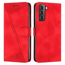 Etui pour FOXDOCK Samsung Galaxy S22 Protection Flip Soft PU Le cuir couvercle en cuir compatible avec Samsung Galaxy S22-Rouge