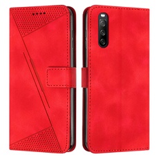 Etui pour FOXDOCK Sony Xperia 10V 2023 Protection Flip Soft PU Le cuir couvercle en cuir compatible avec Sony Xperia 10V 2023-Rouge