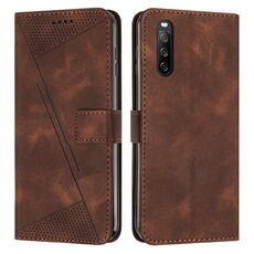 Etui pour FOXDOCK Sony Xperia 10V 2023 Protection Flip Soft PU Le cuir couvercle en cuir compatible avec Sony Xperia 10V 2023-Brun