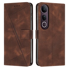 Etui pour FOXDOCK VIVO V50 Lite Protection Flip Soft PU Le cuir couvercle en cuir compatible avec VIVO V50 Lite-Brun