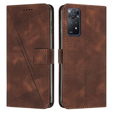 Etui pour Xiaomi Redmi Note 11 Pro Protection Flip Soft PU Le cuir couvercle en cuir compatible avec Xiaomi Redmi Note 11 Pro-Brun