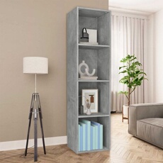 VIDAXL - Meuble TV et Bibliothèque - 4 Compartiments - Gris Béton - 36x30x143cm