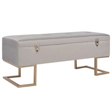 vidaXL - Banc avec coffre de rangement - Velours - Gris - 105 cm