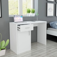 VIDAXL - Bureau avec tiroir et placard - Blanc - 100x40x73 cm