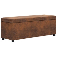 Vidaxl Marron Banc Avec Compartiment De Rangement 116 Cm Similicuir