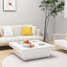 VIDAXL - Table basse - Moderne - Blanc Brillant - 90x90x28 cm