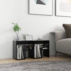 Vidaxl Noir Tables De Chevet 2 Pcs 40X30x40 Cm Bois D Ingénierie