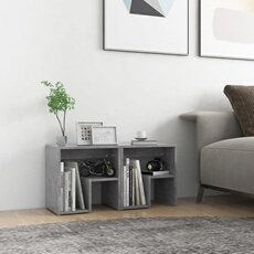 Vidaxl Gris Tables De Chevet 2 Pcs Béton 40X30x40 Cm Bois D Ingénierie