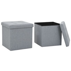 VIDAXL - Tabouret de rangement - Lot de 2 - Gris Clair
