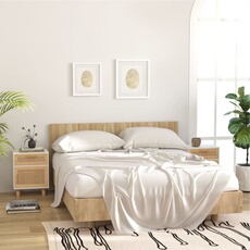 Vidaxl Blanc Tables De Chevet 2Pcs Bois De Pin Massif Et Rotin Naturel