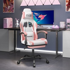 VIDAXL - Chaise Gaming Pivotante - Avec Repose-Pied - Blanc et Rose