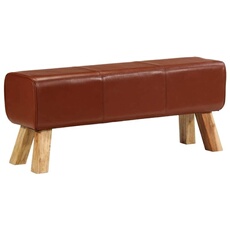 VIDAXL - Banc de gymnastique - Cuir véritable - Marron - 110 cm