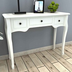 Vidaxl Blanc Table De Console Et Coiffeuse Avec 3 Tiroirs