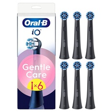 Oral-B iO Gentle Care Noir - Brossettes de Rechange Originales pour Brosse à Dents Électrique - Gencives Sensibles - Pack de 6