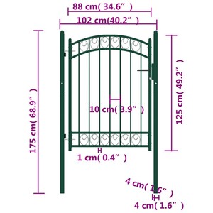 vidaXL Poort met gebogen bovenkant 100x250 cm staal zwart vidaXL Poort met gebogen bovenkant 100x250 cm staal zwart