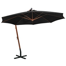 Zweefparasol met paal 3,5x2,9 m massief vurenhout zwart313772
