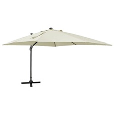 Zweefparasol met paal en LED-verlichting 300 cm zandkleurig312344