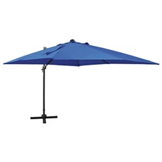 Zweefparasol met paal en LED-verlichting 300 cm azuurblauw312349