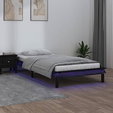 Bedframe LED massief hout zwart 100x200 cm820600