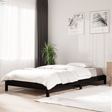 Bed stapelbaar 75x190 cm massief grenenhout zwart820411