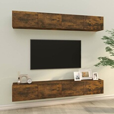 VIDAXL - Meuble TV Mural - Ensemble 4 pièces - Chêne Fumé - 100x30x30 cm