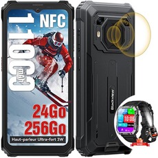 Smartphone Blackview BV6200 Plus Téléphone portable Incassable 6.56 24Go+256Go Android 14 11000mAh - Noir