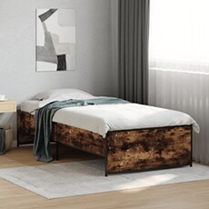 Bedframe bewerkt hout en metaal gerookt eikenkleurig 90x200 cm845243