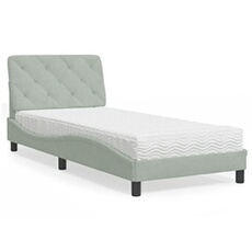 Bed met matras fluweel lichtgrijs 90x190 cm3208628
