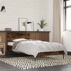 Bedframe bewerkt hout en metaal gerookt eikenkleurig 90x190 cm845564