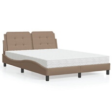 Bed met matras kunstleer cappuccinokleurig 140x190 cm3208863